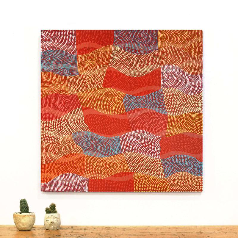 Aboriginal Artwork by Ann Lane Nee Dixon, Pirrnpirrnga - Desert Bore, 70x70cm