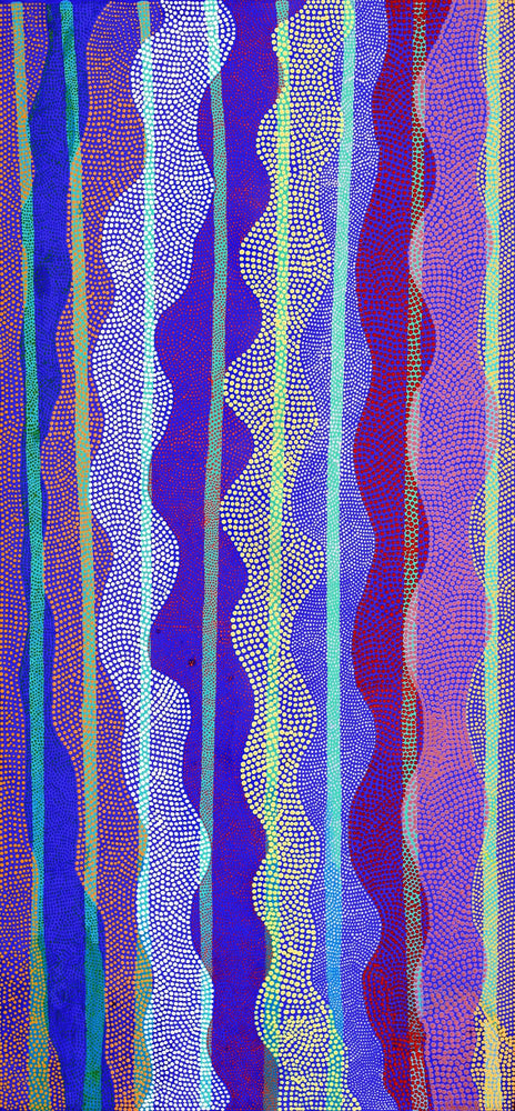 Aboriginal Artwork by Ann Lane Nee Dixon, Pirrnpirrnga - Desert Bore, 150x70cm