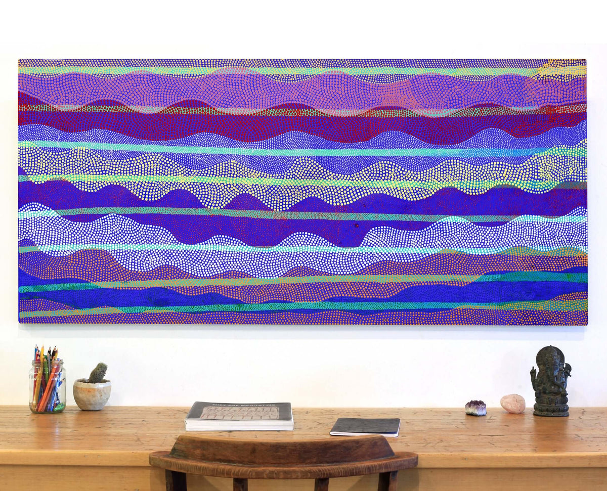 Aboriginal Art by Ann Lane Nee Dixon, Pirrnpirrnga - Desert Bore, 150x70cm - ART ARK®