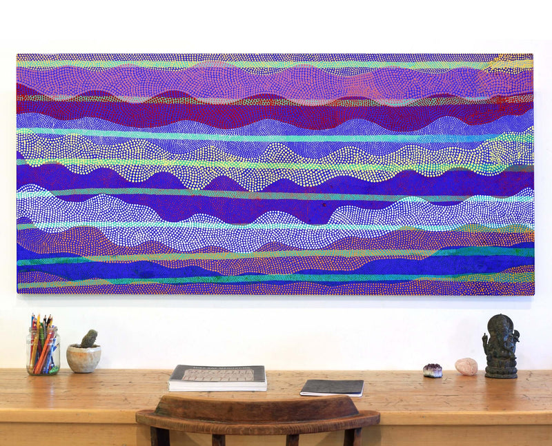 Aboriginal Artwork by Ann Lane Nee Dixon, Pirrnpirrnga - Desert Bore, 150x70cm