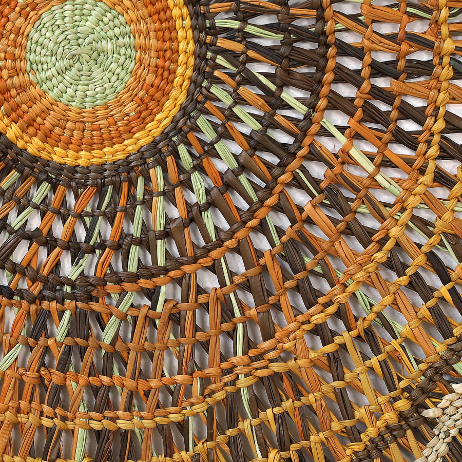 Aboriginal Artwork by Anna Ramatha Malibirr, Gapuwiyak - Woven Mat 70cm