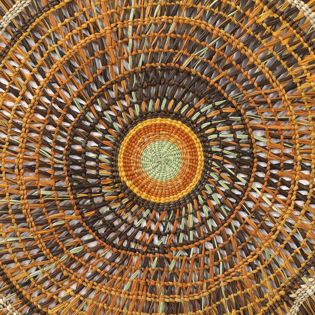 Aboriginal Artwork by Anna Ramatha Malibirr, Gapuwiyak - Woven Mat 70cm - ART ARK®