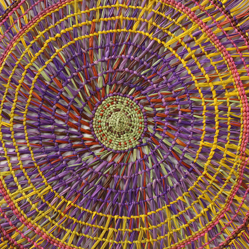 Aboriginal Artwork by Anna Ramatha Malibirr, Gapuwiyak - Woven Mat 74cm