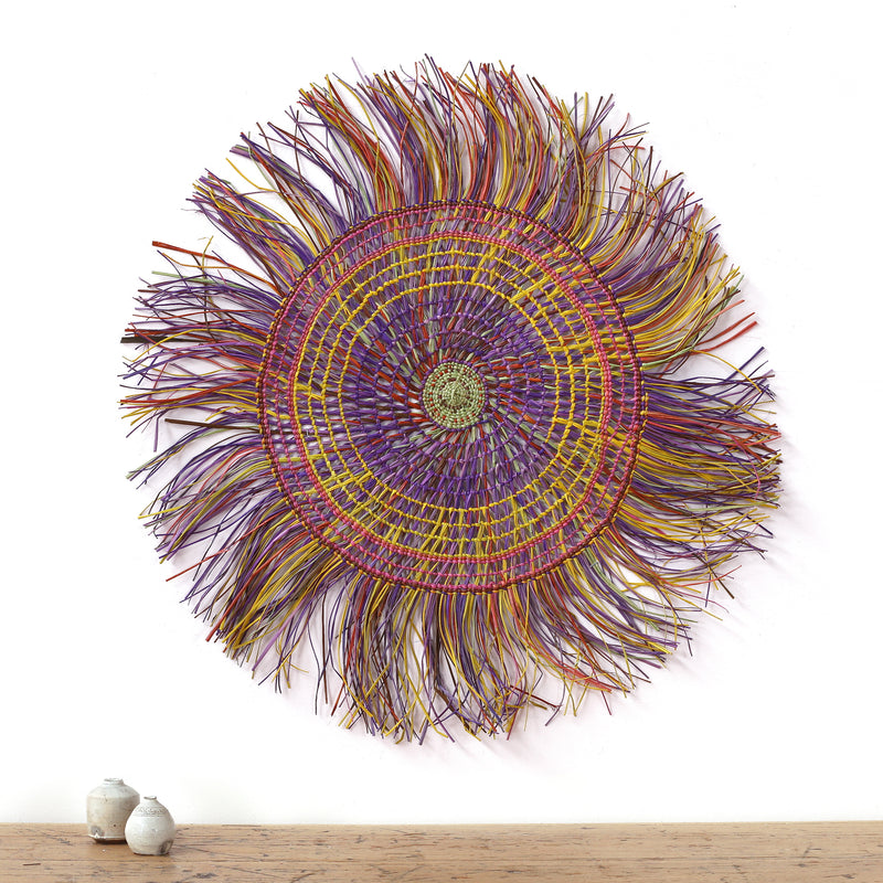 Aboriginal Artwork by Anna Ramatha Malibirr, Gapuwiyak - Woven Mat 74cm