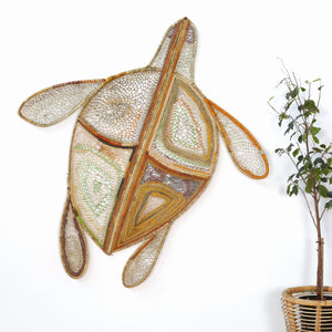 Aboriginal Art by Anna Ramatha Malibirr, Mukarr (Green turtle) Weaving, 134x122cm - ART ARK®