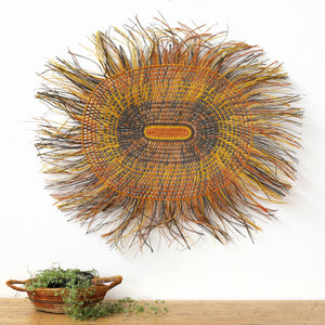 Aboriginal Artwork by Anna Ramatha Malibirr, Gapuwiyak - Woven Mat, 115x105cm - ART ARK®
