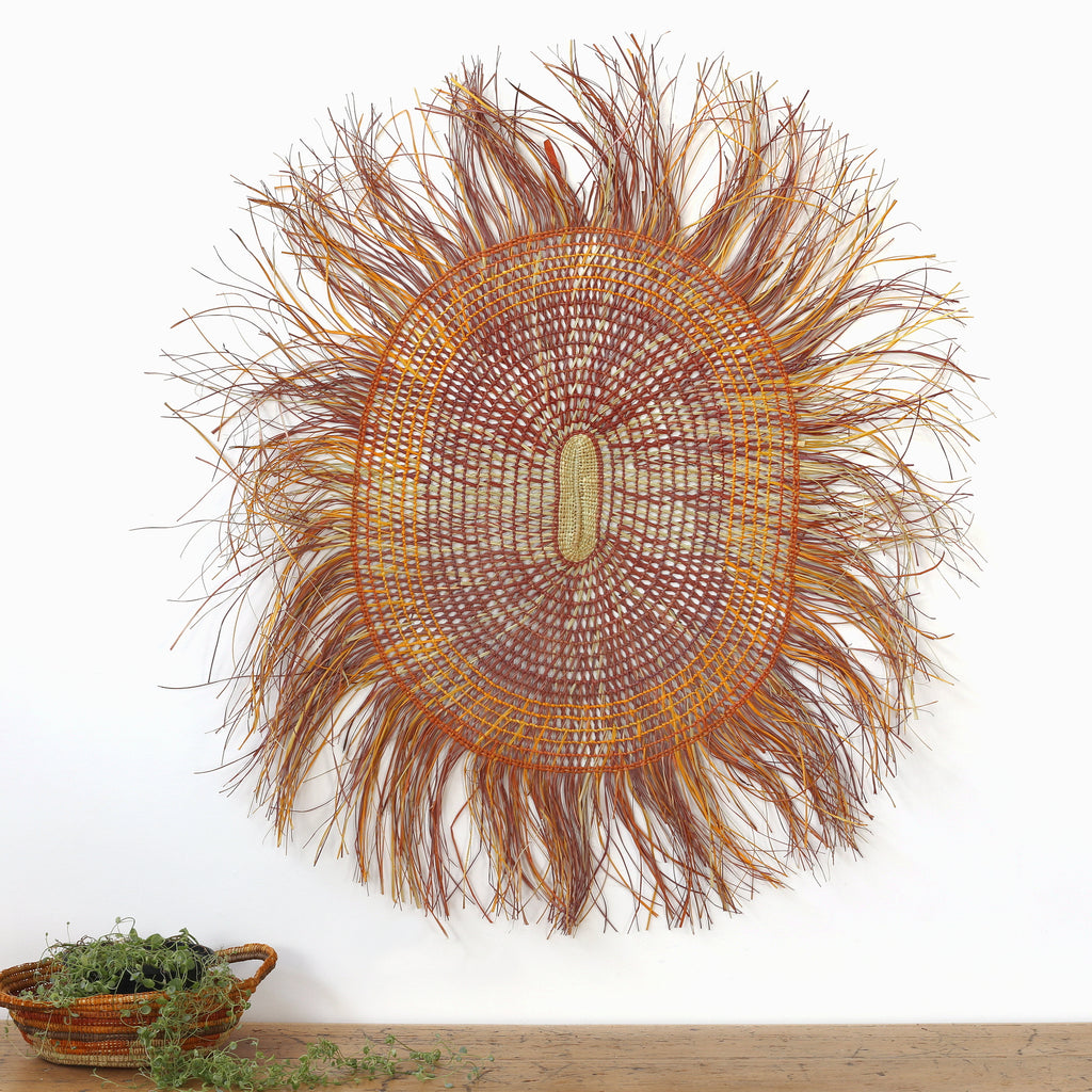 Aboriginal Artwork by Anna Ramatha Malibirr, Gapuwiyak - Woven Mat, 130x115cm - ART ARK®
