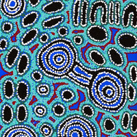 Aboriginal Artwork by Anne Dixon, Rosemary Peters and Noreen Dixon, Waru at Watarru, 180x40cm