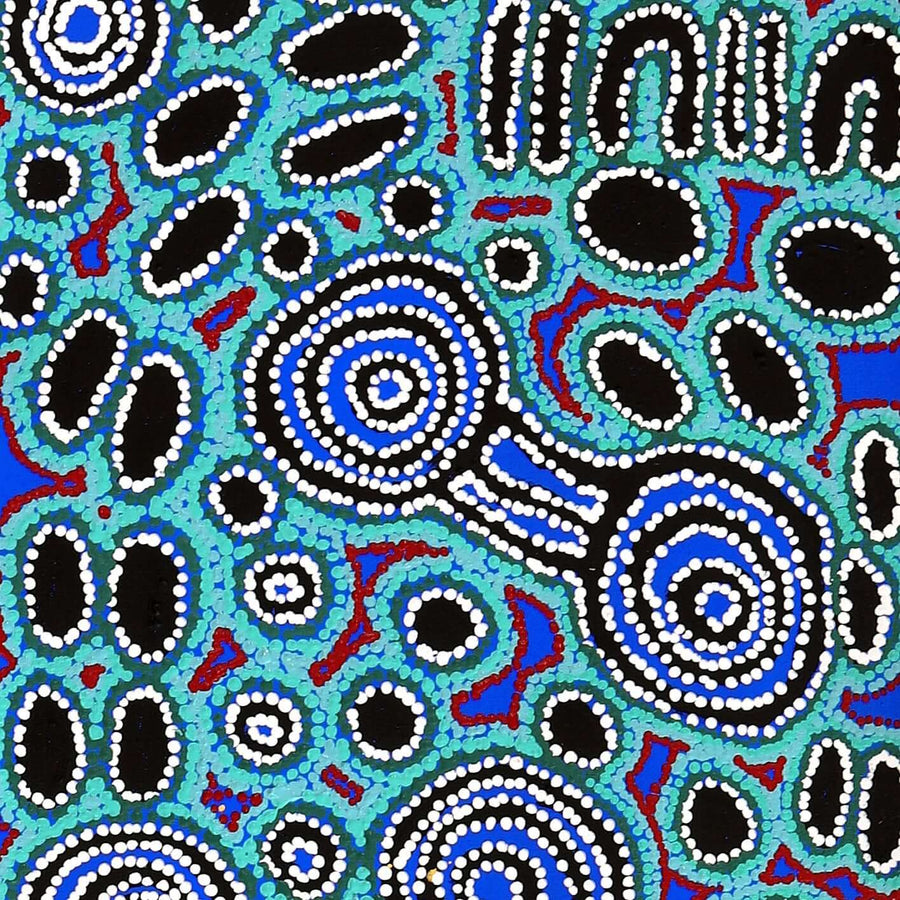 Aboriginal Artwork by Anne Dixon, Rosemary Peters and Noreen Dixon, Waru at Watarru, 180x40cm