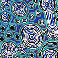 Aboriginal Artwork by Anne Dixon, Rosemary Peters and Noreen Dixon, Waru at Watarru, 180x40cm