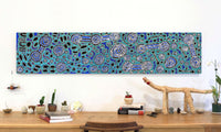 Aboriginal Artwork by Anne Dixon, Rosemary Peters and Noreen Dixon, Waru at Watarru, 180x40cm