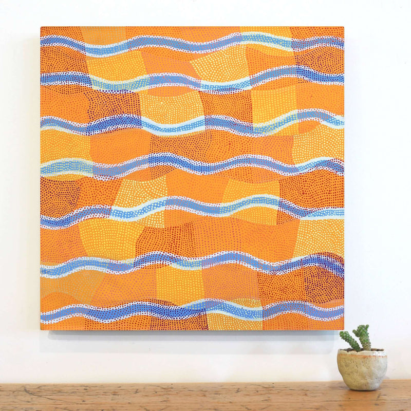 Aboriginal Artwork by Ann Lane Nee Dixon, Pirrnpirrnga - Desert Bore, 60x60cm