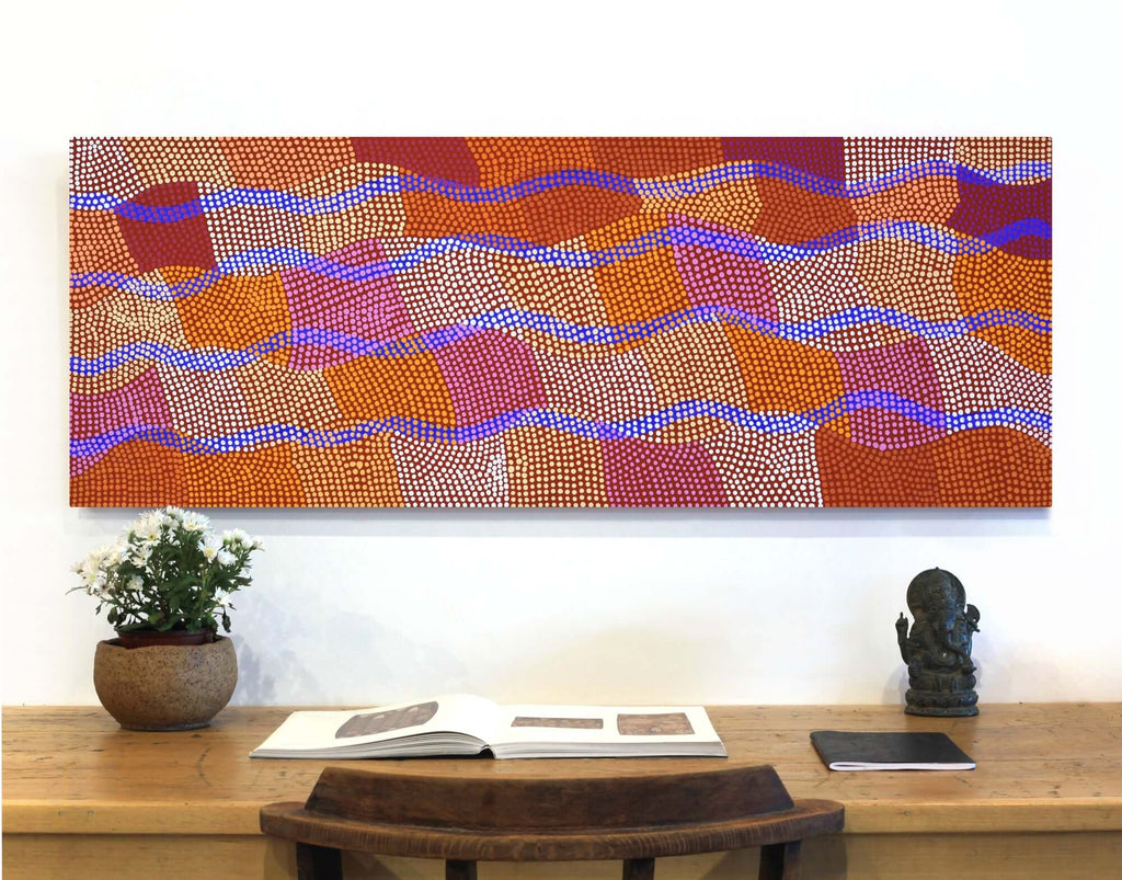 Aboriginal Artwork by Ann Lane Nee Dixon, Pirrnpirrnga - Desert Bore, 122x46cm