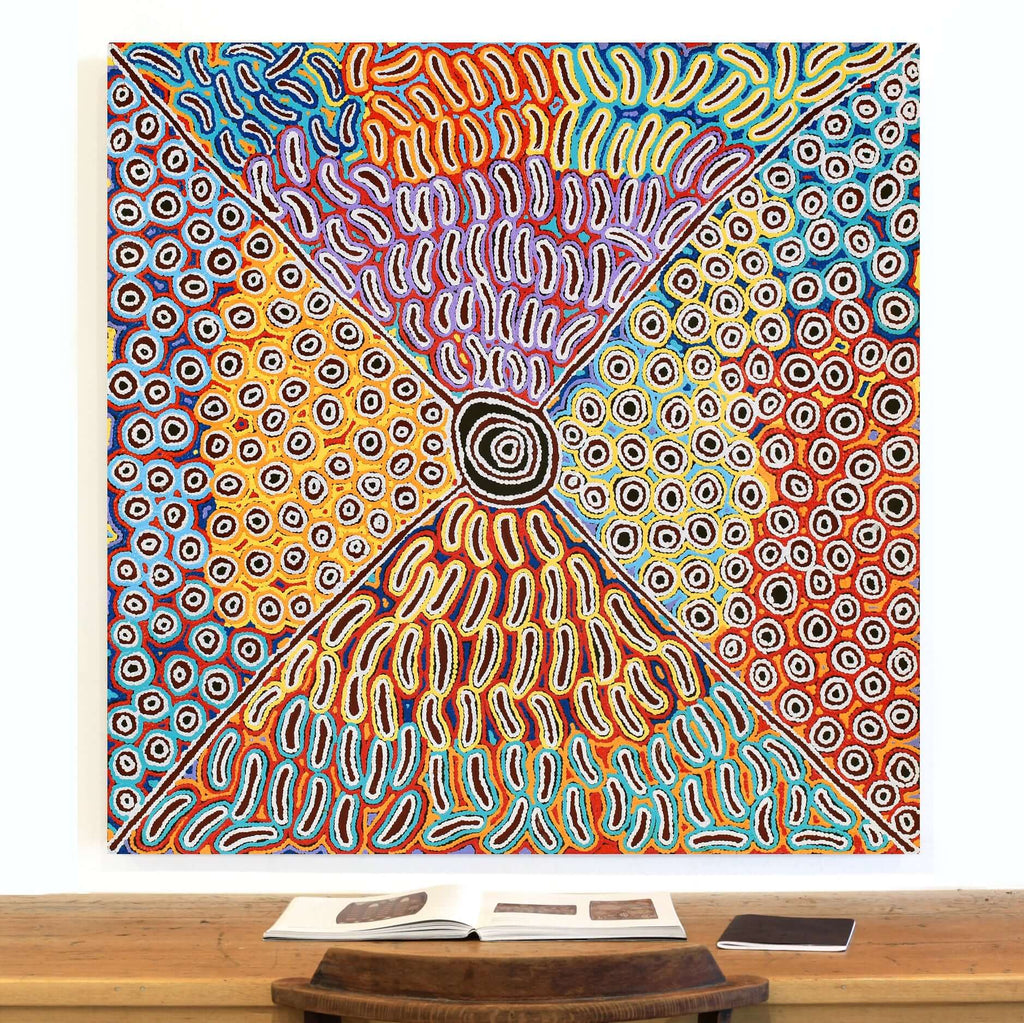 Aboriginal Artwork by Antonia Napangardi Michaels, Lappi Lappi Jukurrpa, 122x122cm - ART ARK®
