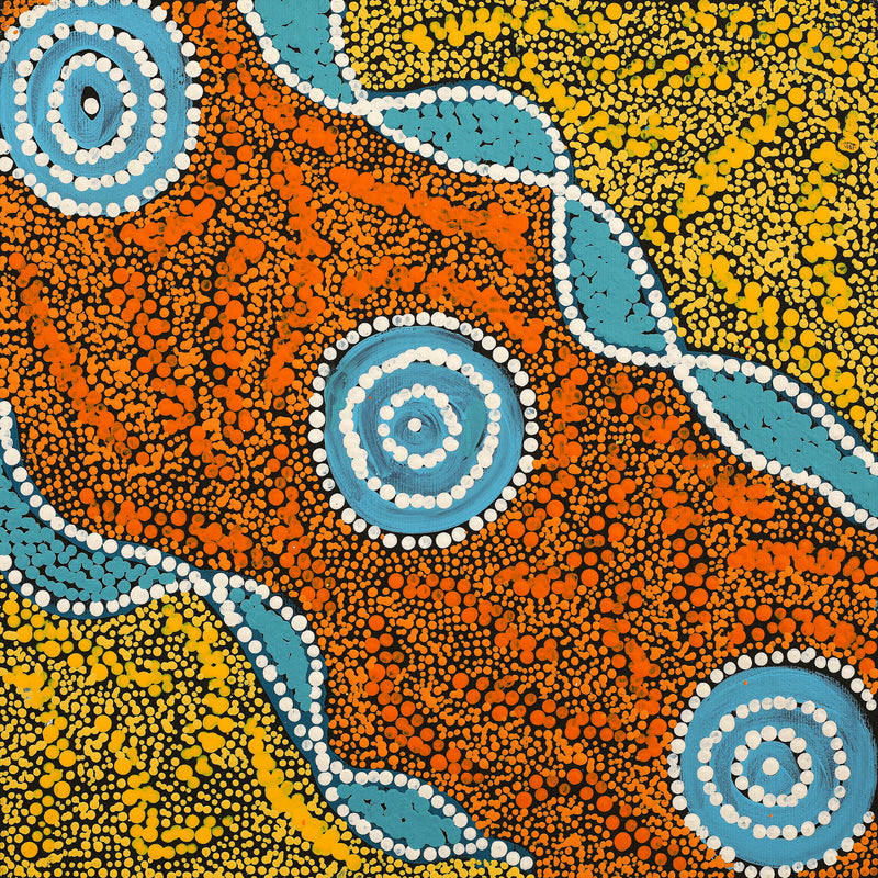 Aboriginal Artwork by Anthony Jangala Hargraves, Ngalyipi Jukurrpa (Snake Vine Dreaming) - Purturlu, 30x30cm