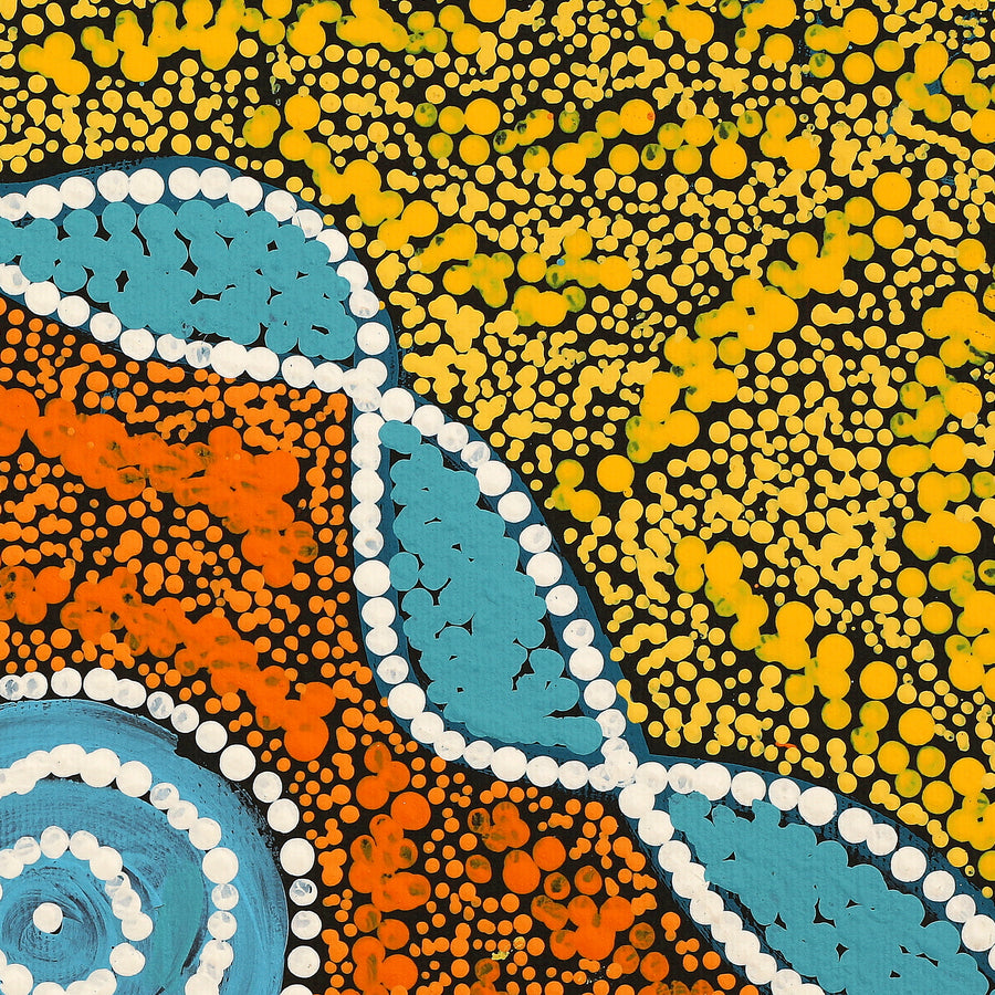 Aboriginal Artwork by Anthony Jangala Hargraves, Ngalyipi Jukurrpa (Snake Vine Dreaming) - Purturlu, 30x30cm