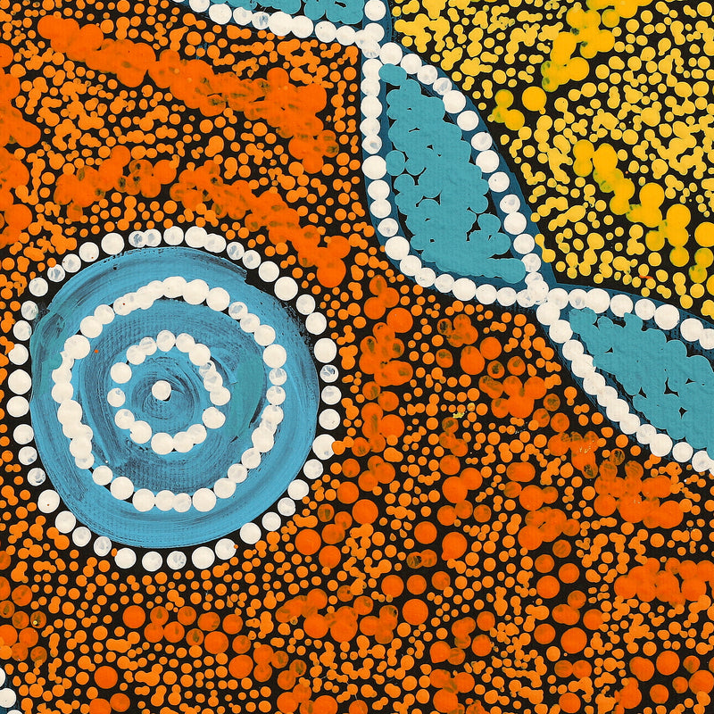Aboriginal Artwork by Anthony Jangala Hargraves, Ngalyipi Jukurrpa (Snake Vine Dreaming) - Purturlu, 30x30cm