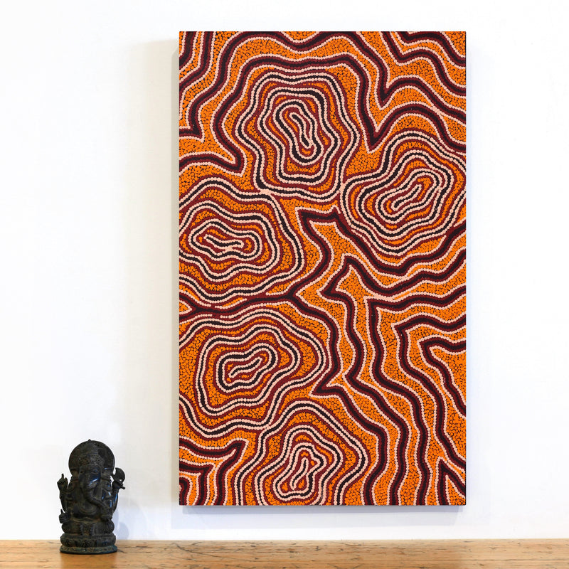 Aboriginal Artwork by Antoinette Napanangka Brown, Mina Mina Jukurrpa, 76x46cm