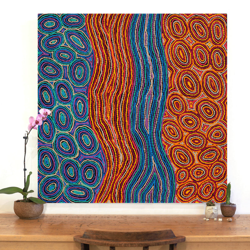 Aboriginal Artwork by Antonia Napangardi Michaels, Lappi Lappi Jukurrpa, 107x107cm