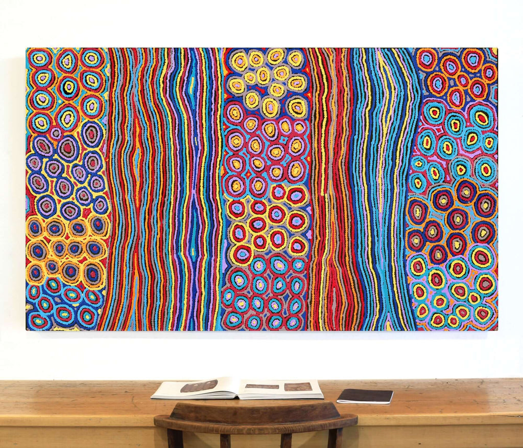 Aboriginal Art by Antonia Napangardi Michaels, Lappi Lappi Jukurrpa, 152x91cm - ART ARK®