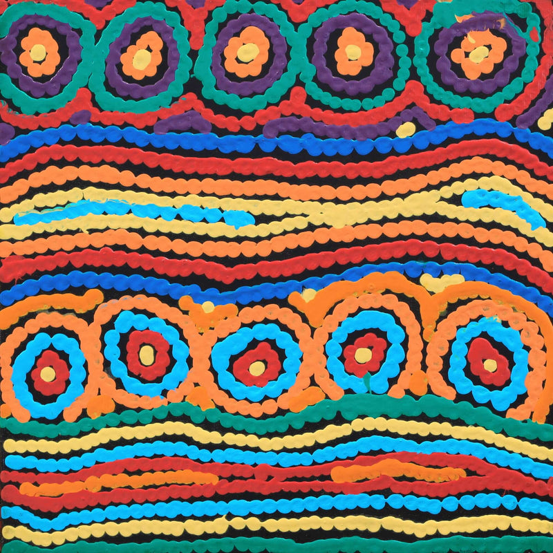 Aboriginal Artwork by Antonia Napangardi Michaels, Lappi Lappi Jukurrpa, 30x30cm
