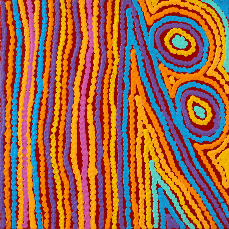 Aboriginal Artwork by Antonia Napangardi Michaels, Lappi Lappi Jukurrpa, 30x30cm