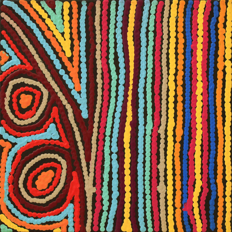 Aboriginal Artwork by Antonia Napangardi Michaels, Lappi Lappi Jukurrpa, 30x30cm