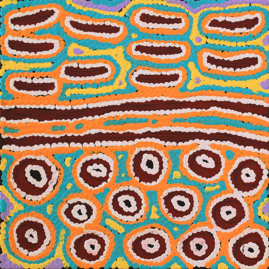 Aboriginal Artwork by Antonia Napangardi Michaels, Lappi Lappi Jukurrpa, 30x30cm