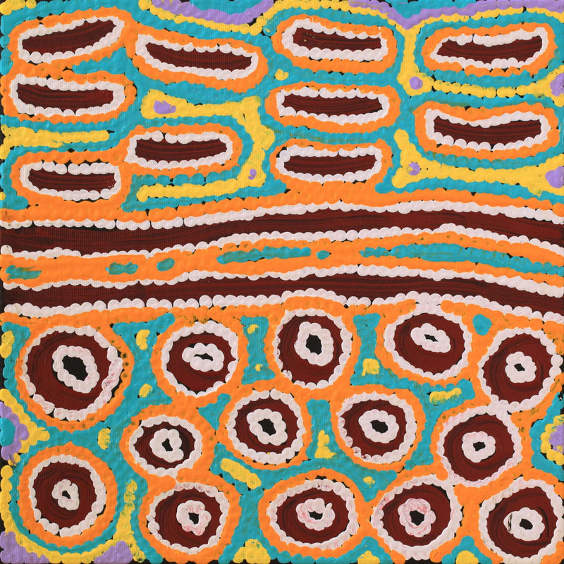 Aboriginal Artwork by Antonia Napangardi Michaels, Lappi Lappi Jukurrpa, 30x30cm