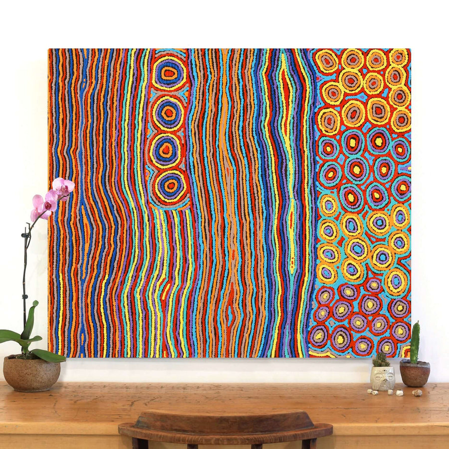 Aboriginal Artwork by Antonia Napangardi Michaels, Lappi Lappi Jukurrpa, 107x91cm
