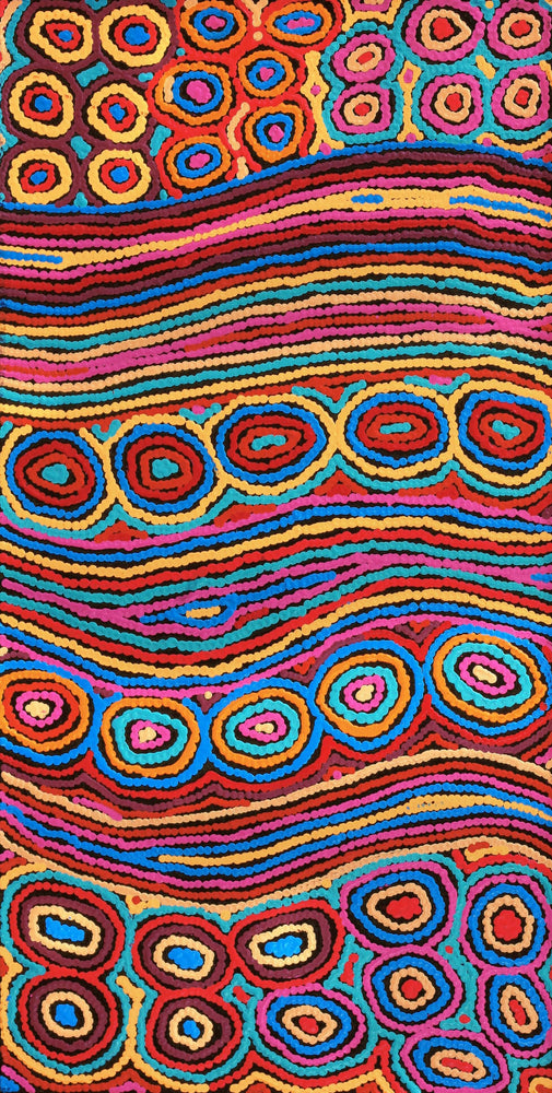 Aboriginal Artwork by Antonia Napangardi Michaels, Lappi Lappi Jukurrpa, 91x46cm