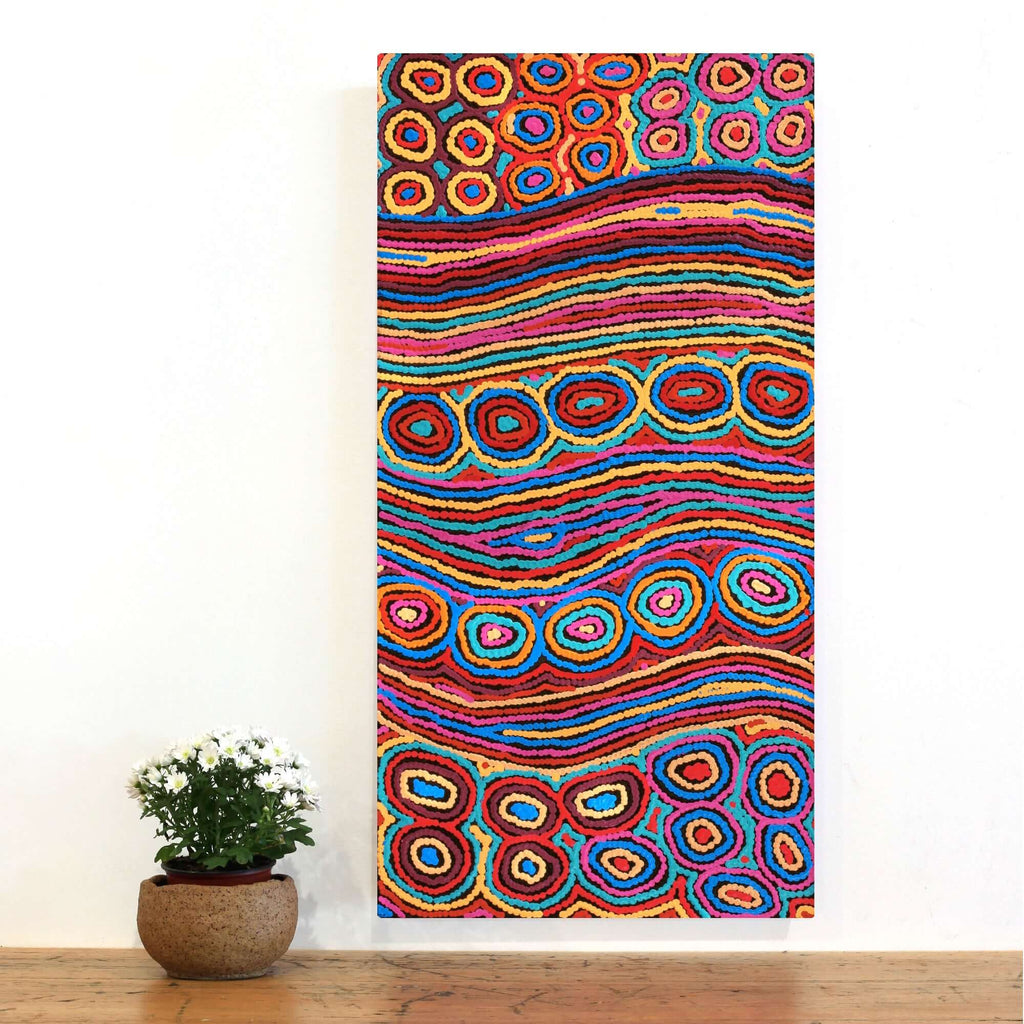 Aboriginal Art by Antonia Napangardi Michaels, Lappi Lappi Jukurrpa, 91x46cm - ART ARK®