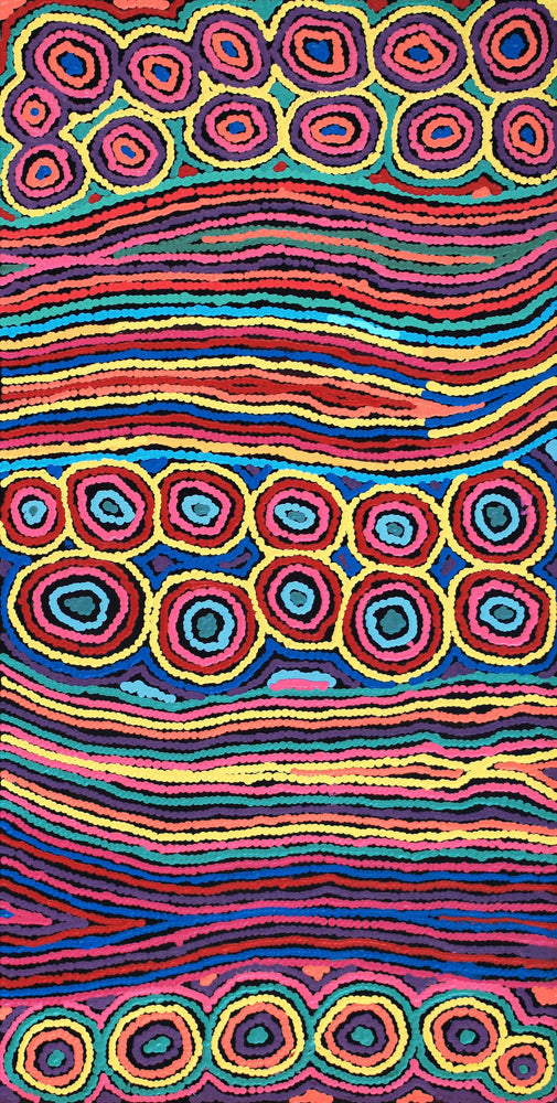 Aboriginal Artwork by Antonia Napangardi Michaels, Lappi Lappi Jukurrpa, 91x46cm