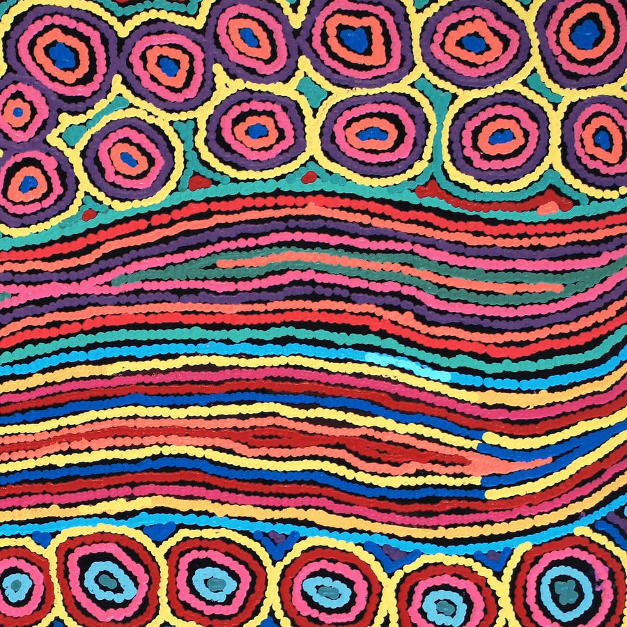 Aboriginal Artwork by Antonia Napangardi Michaels, Lappi Lappi Jukurrpa, 91x46cm