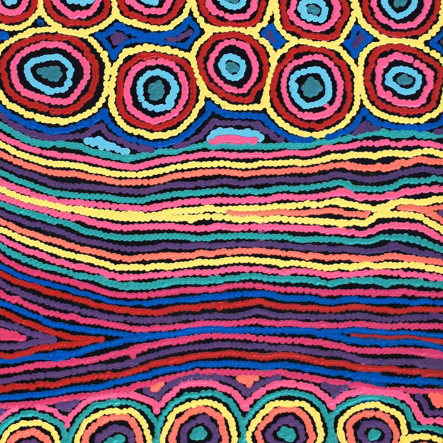 Aboriginal Artwork by Antonia Napangardi Michaels, Lappi Lappi Jukurrpa, 91x46cm