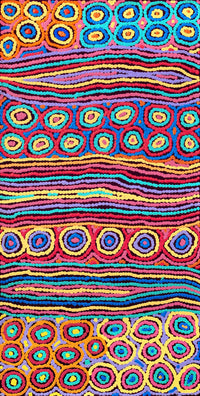 Aboriginal Artwork by Antonia Napangardi Michaels, Lappi Lappi Jukurrpa, 91x46cm