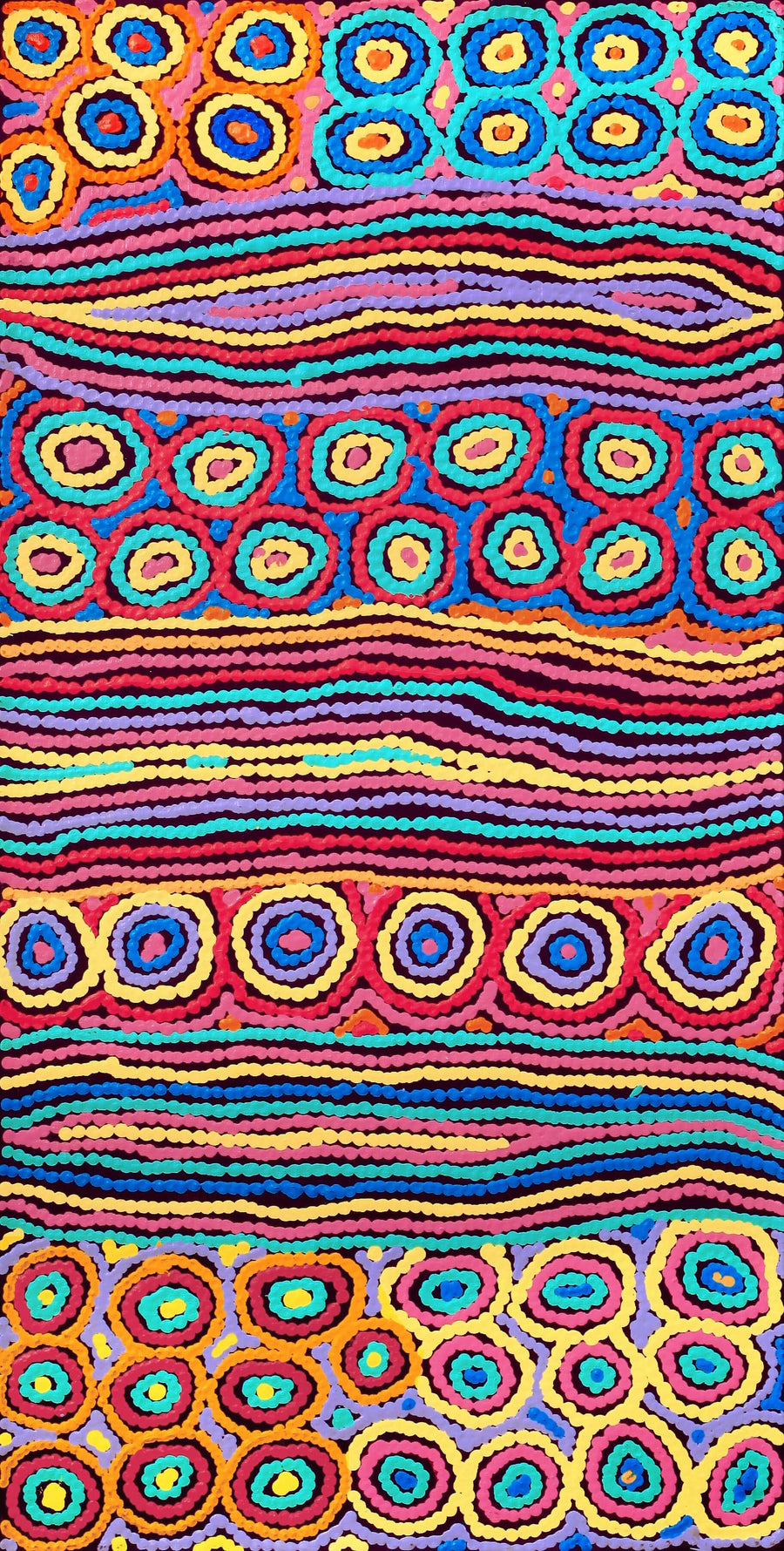 Aboriginal Artwork by Antonia Napangardi Michaels, Lappi Lappi Jukurrpa, 91x46cm