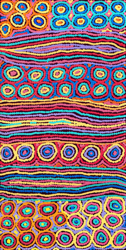 Aboriginal Artwork by Antonia Napangardi Michaels, Lappi Lappi Jukurrpa, 91x46cm