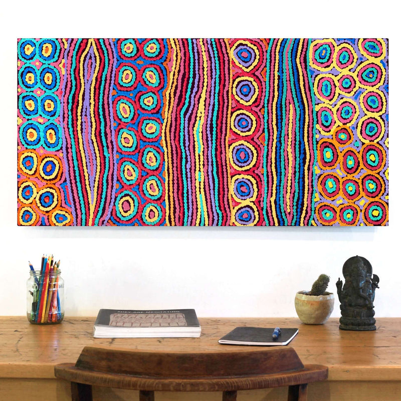 Aboriginal Artwork by Antonia Napangardi Michaels, Lappi Lappi Jukurrpa, 91x46cm