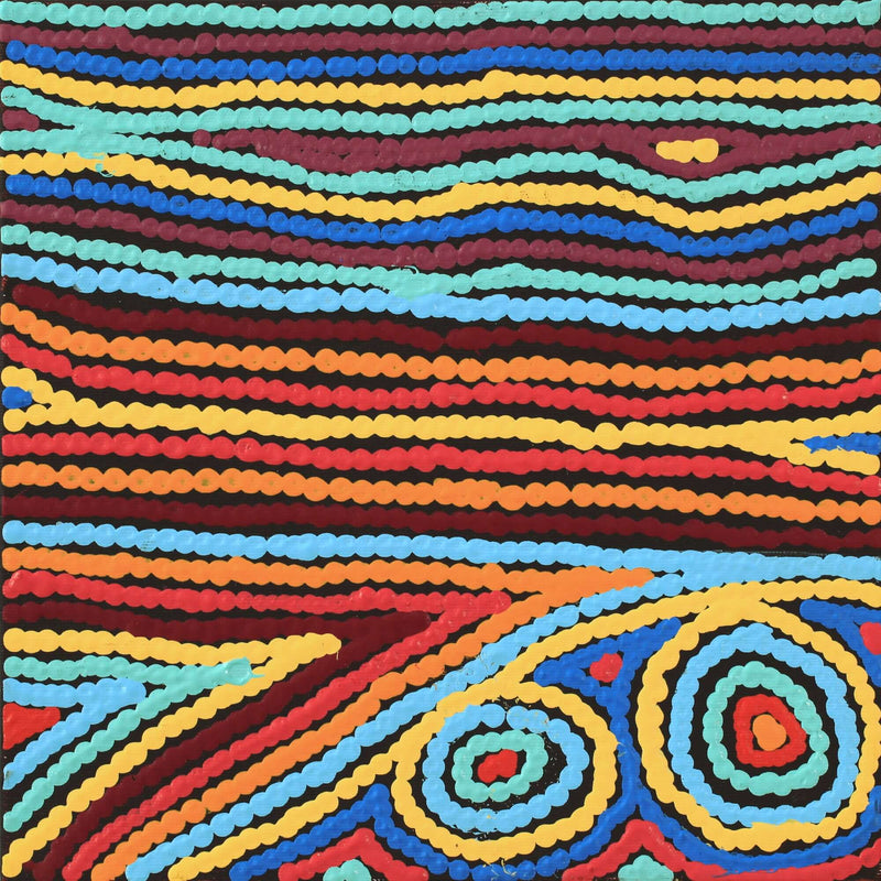 Aboriginal Artwork by Antonia Napangardi Michaels, Lappi Lappi Jukurrpa, 30x30cm