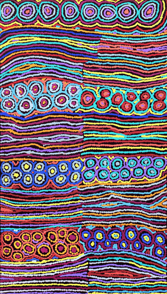 Aboriginal Artwork by Antonia Napangardi Michaels, Lappi Lappi Jukurrpa, 107x61cm