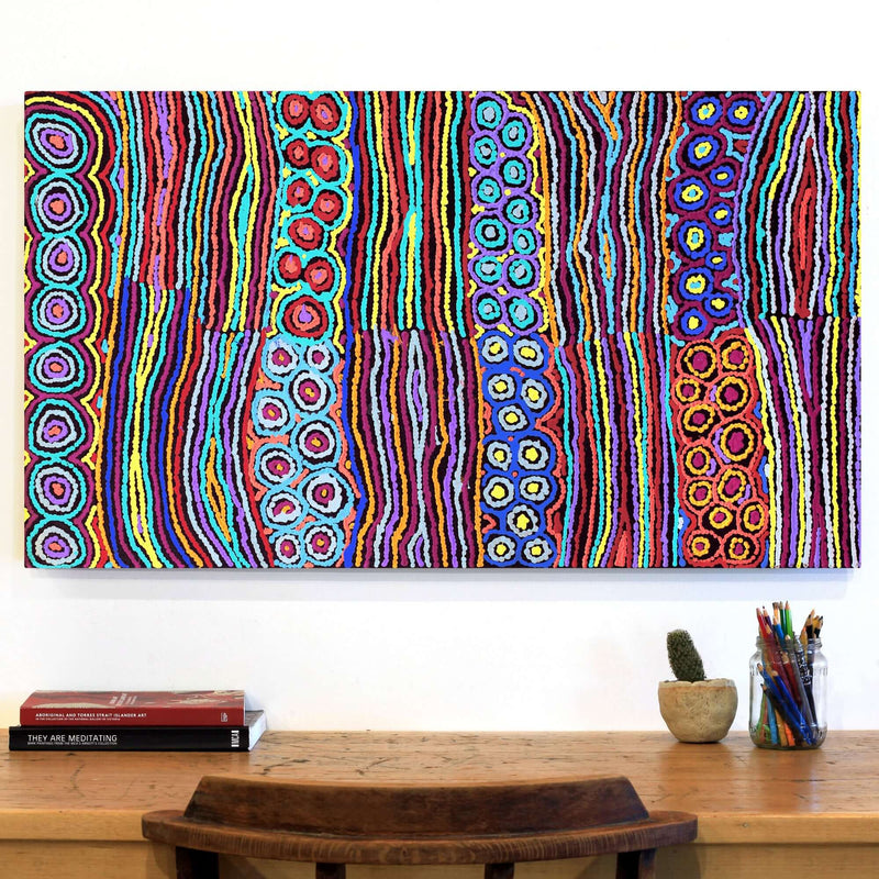 Aboriginal Art by Antonia Napangardi Michaels, Lappi Lappi Jukurrpa, 107x61cm - ART ARK®