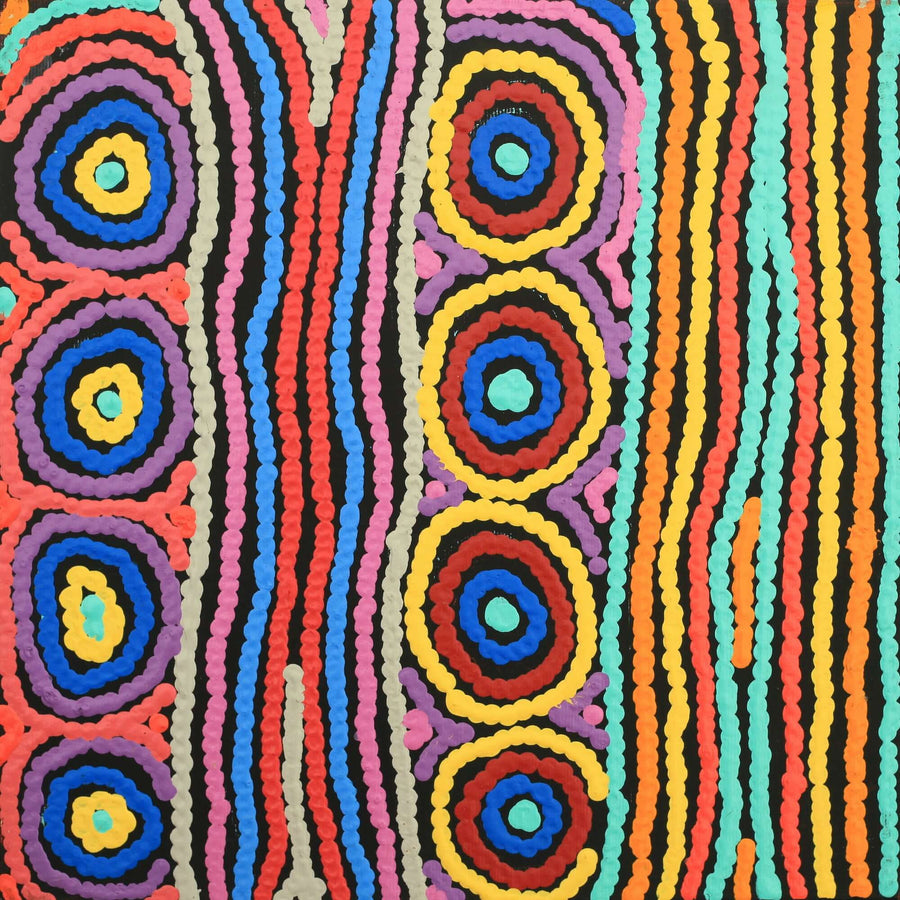 Aboriginal Artwork by Antonia Napangardi Michaels, Lappi Lappi Jukurrpa, 30x30cm