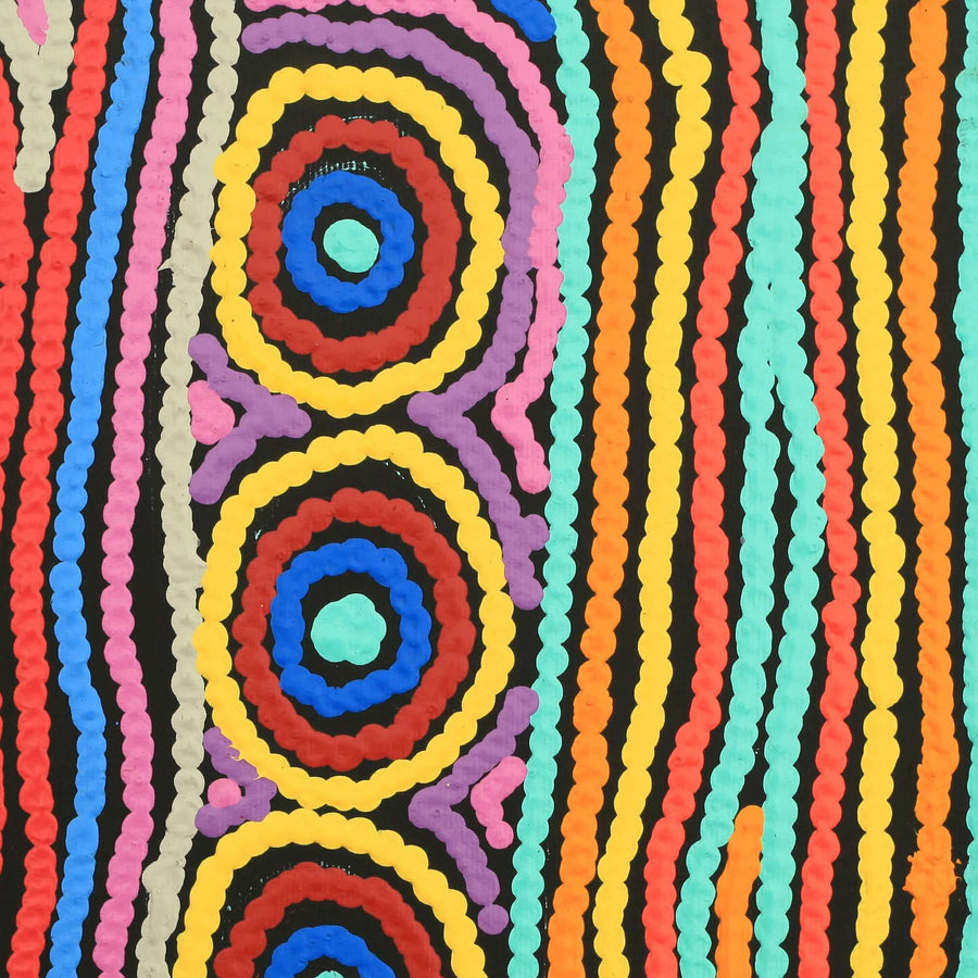 Aboriginal Artwork by Antonia Napangardi Michaels, Lappi Lappi Jukurrpa, 30x30cm