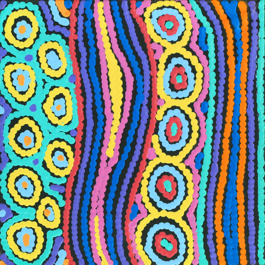 Aboriginal Artwork by Antonia Napangardi Michaels, Lappi Lappi Jukurrpa, 30x30cm