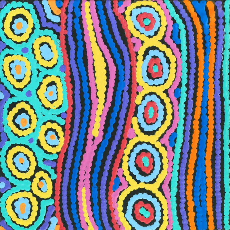 Aboriginal Artwork by Antonia Napangardi Michaels, Lappi Lappi Jukurrpa, 30x30cm