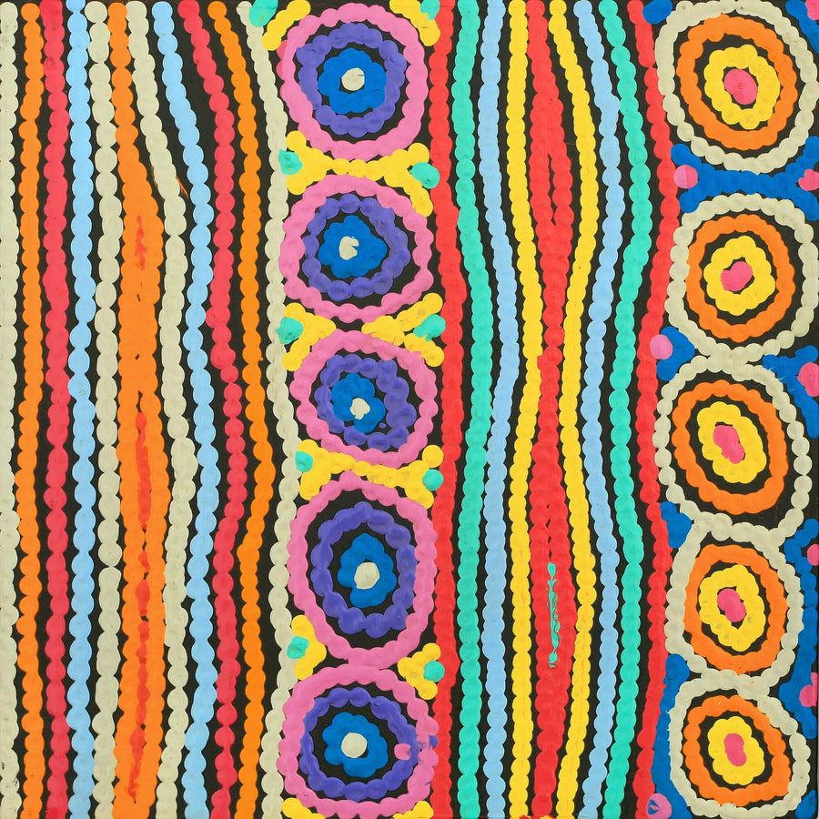 Aboriginal Artwork by Antonia Napangardi Michaels, Lappi Lappi Jukurrpa, 30x30cm