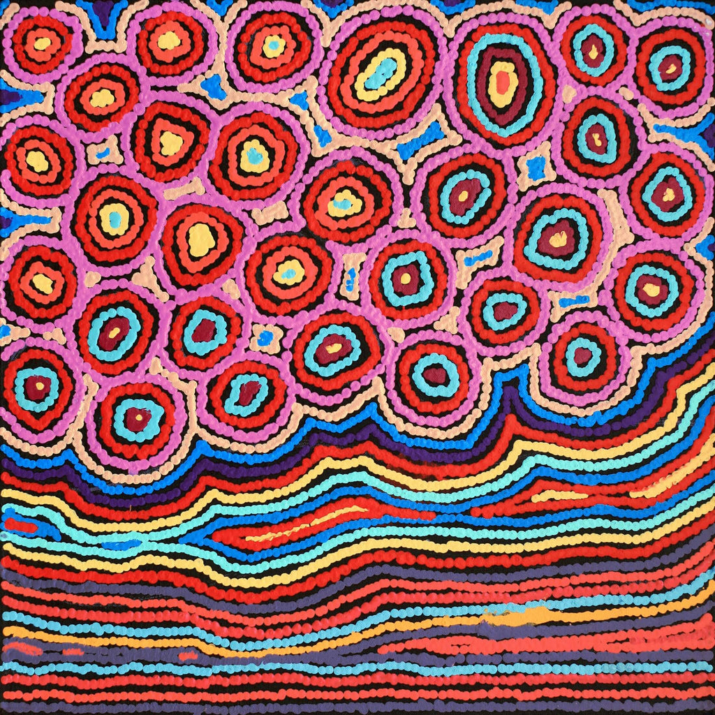 Aboriginal Artwork by Antonia Napangardi Michaels, Lappi Lappi Jukurrpa, 46x46cm
