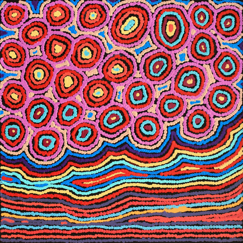 Aboriginal Artwork by Antonia Napangardi Michaels, Lappi Lappi Jukurrpa, 46x46cm