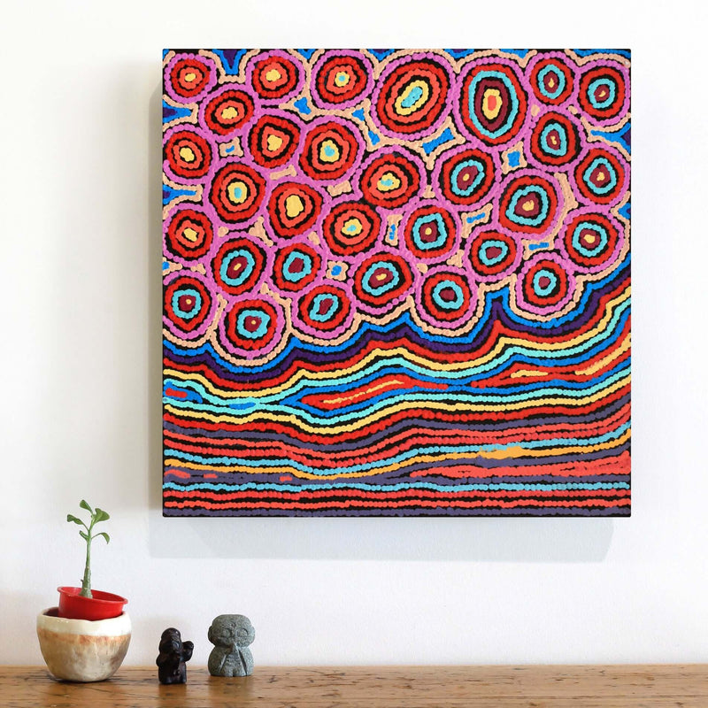 Aboriginal Artwork by Antonia Napangardi Michaels, Lappi Lappi Jukurrpa, 46x46cm